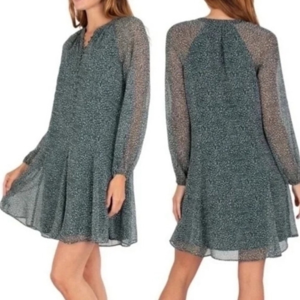 Joie Womens Green Artic Animal Spot Balloon Sleeve Dress Womens Plus Size 2X XXL